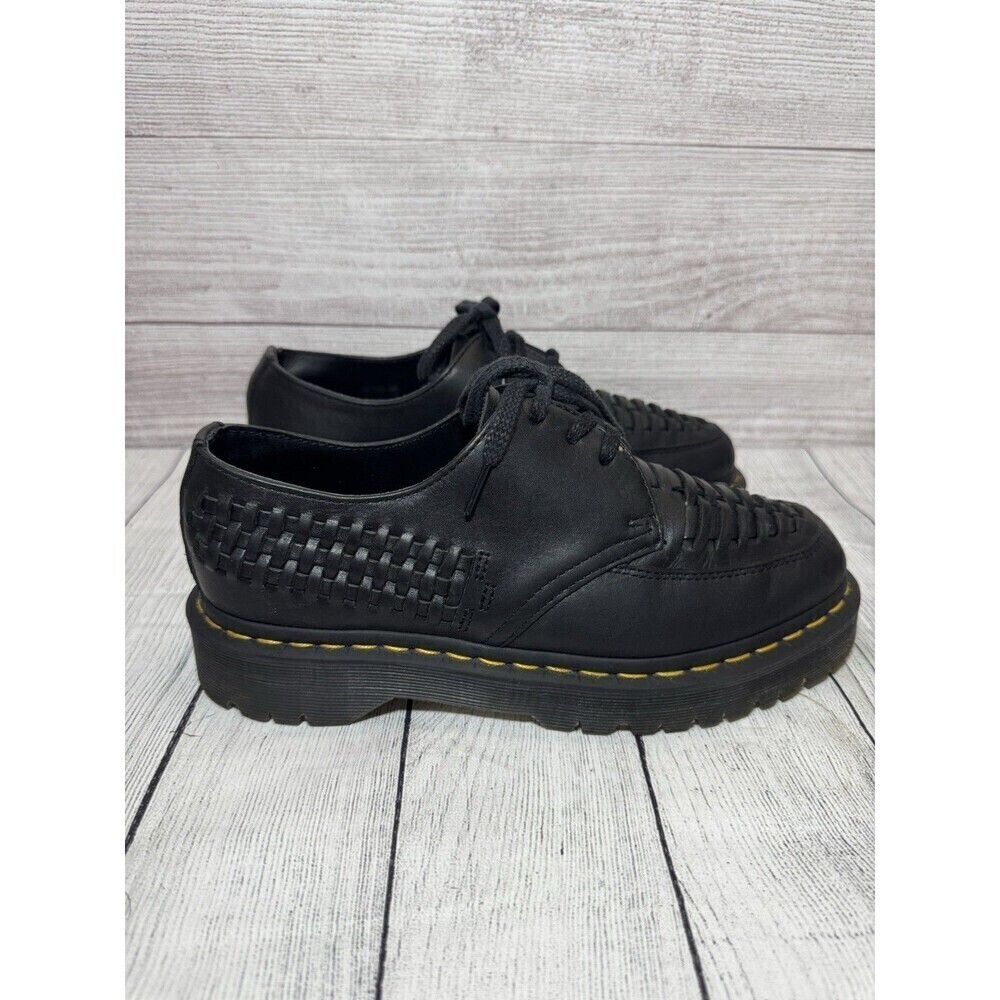 Dr Martens 1461 Bex WVN Basketweave Leather Oxford Sz 8 Men Black Luxor Shoes - Picture 2 of 13